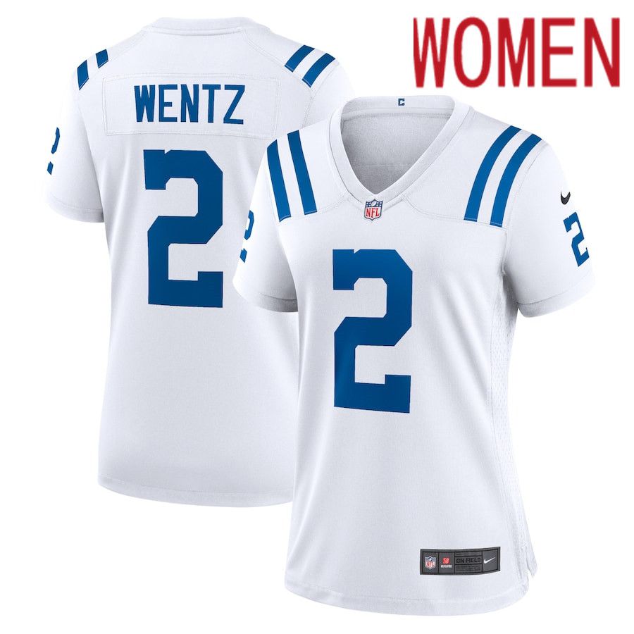 Women Indianapolis Colts #2 Carson Wentz Nike White Game NFL Jersey->women nfl jersey->Women Jersey